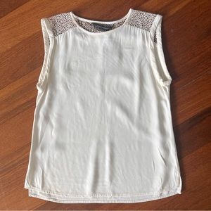 NWT Zara Sleeveless Blouse in White with Shoulder Detail